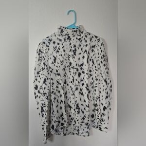 Rolypoly Abstract Print Minimalist Office Blouse Long Sleeve Chic New Size Large